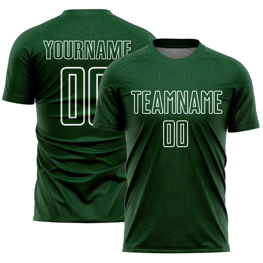 Custom Green White Geometric Shapes Sublimation Soccer Uniform Jersey - Main View