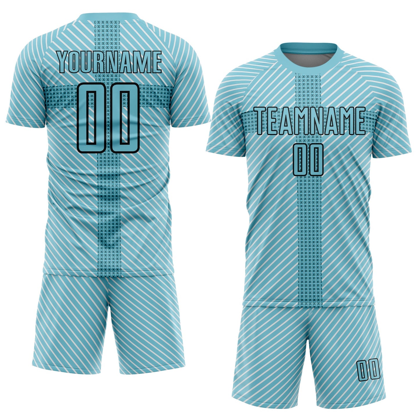Custom Panther Blue Black Geometric Shapes Sublimation Soccer Uniform Jersey view 2