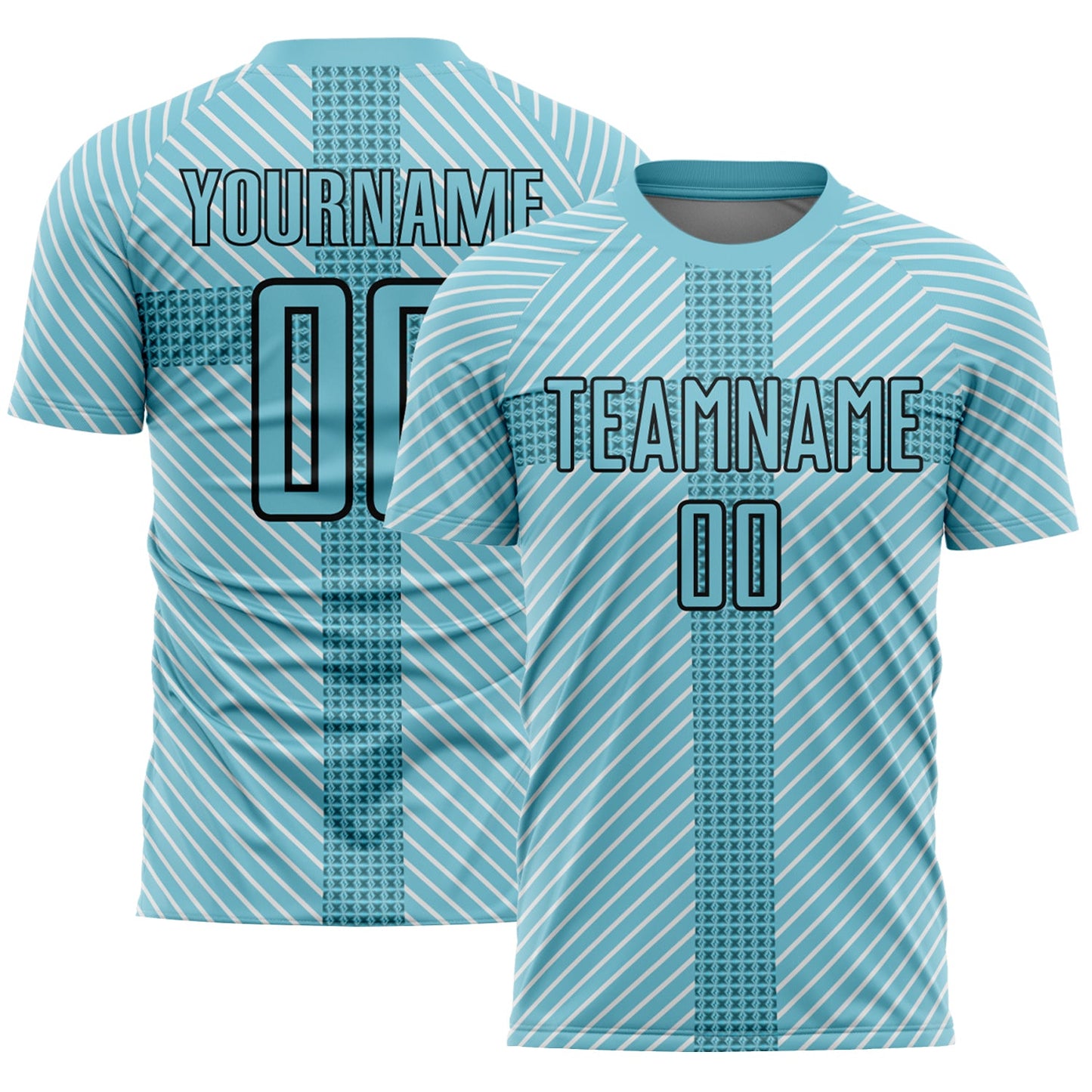 Custom Panther Blue Black Geometric Shapes Sublimation Soccer Uniform Jersey - Main View