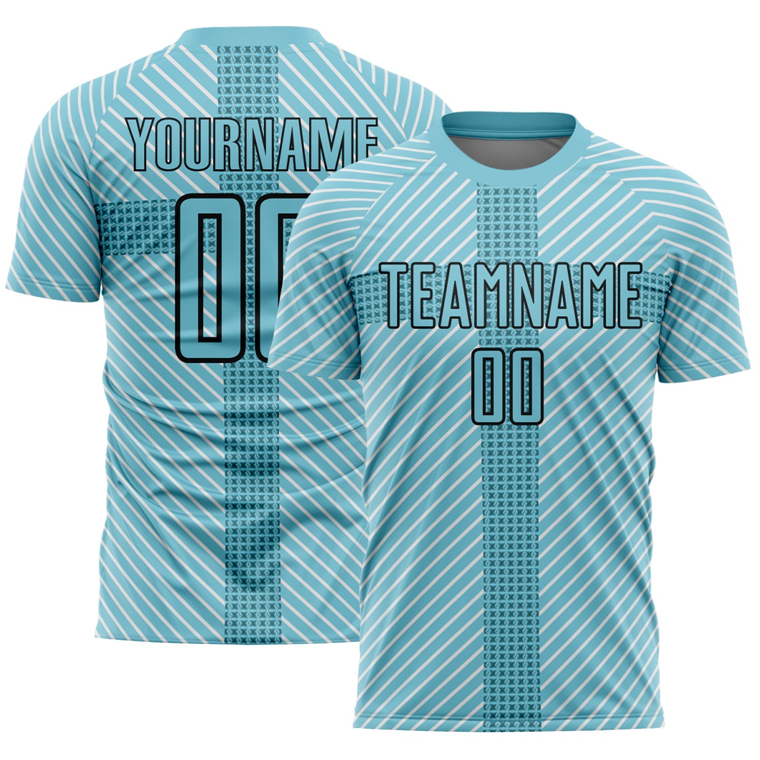 Custom Panther Blue Black Geometric Shapes Sublimation Soccer Uniform Jersey - Main View