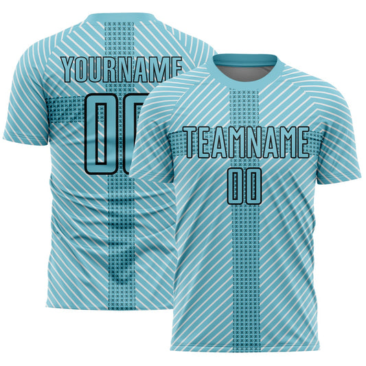 Custom Panther Blue Black Geometric Shapes Sublimation Soccer Uniform Jersey - Main View