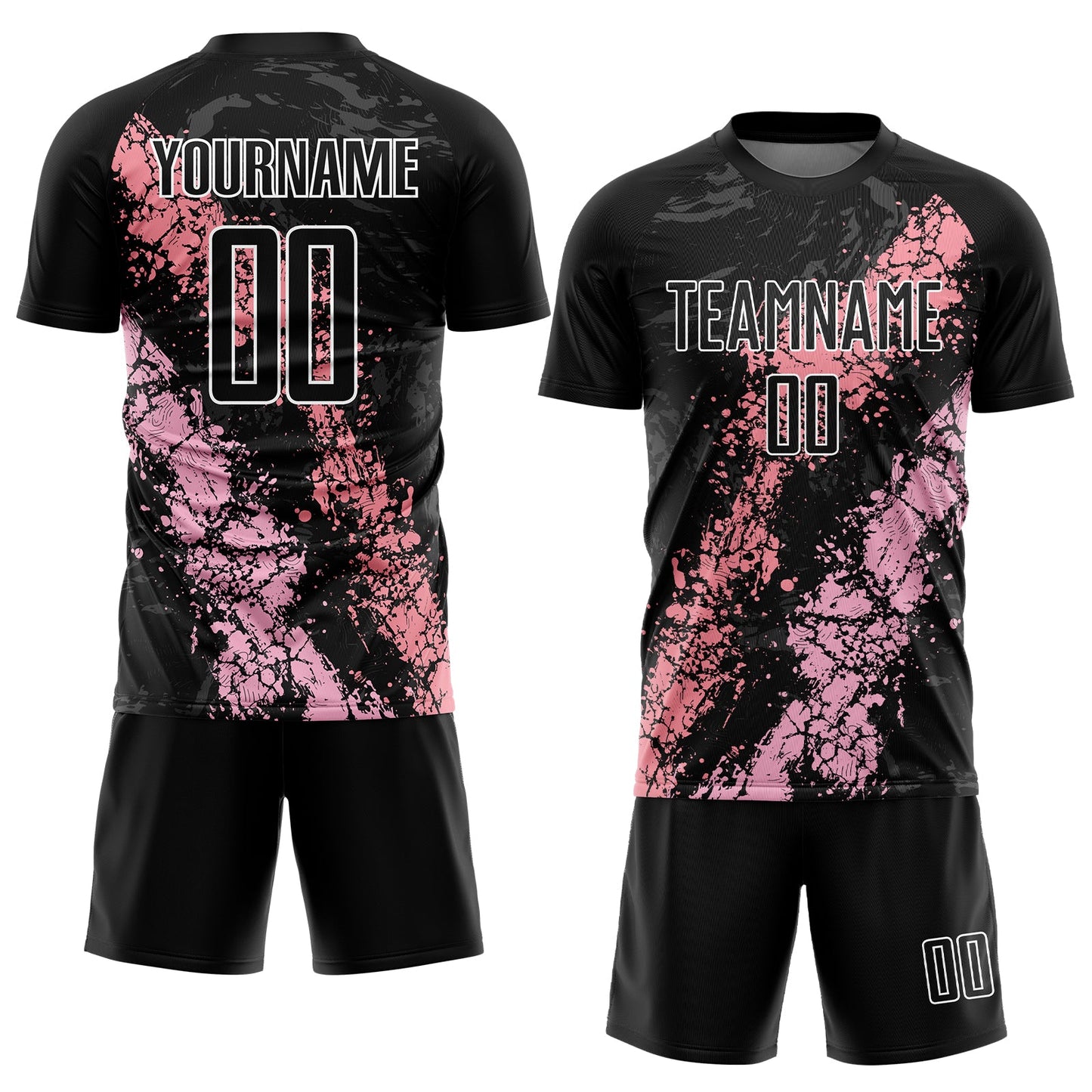 Custom Black Light Pink-Medium Pink Dripping Splatter Art Sublimation Soccer Uniform Jersey view 2