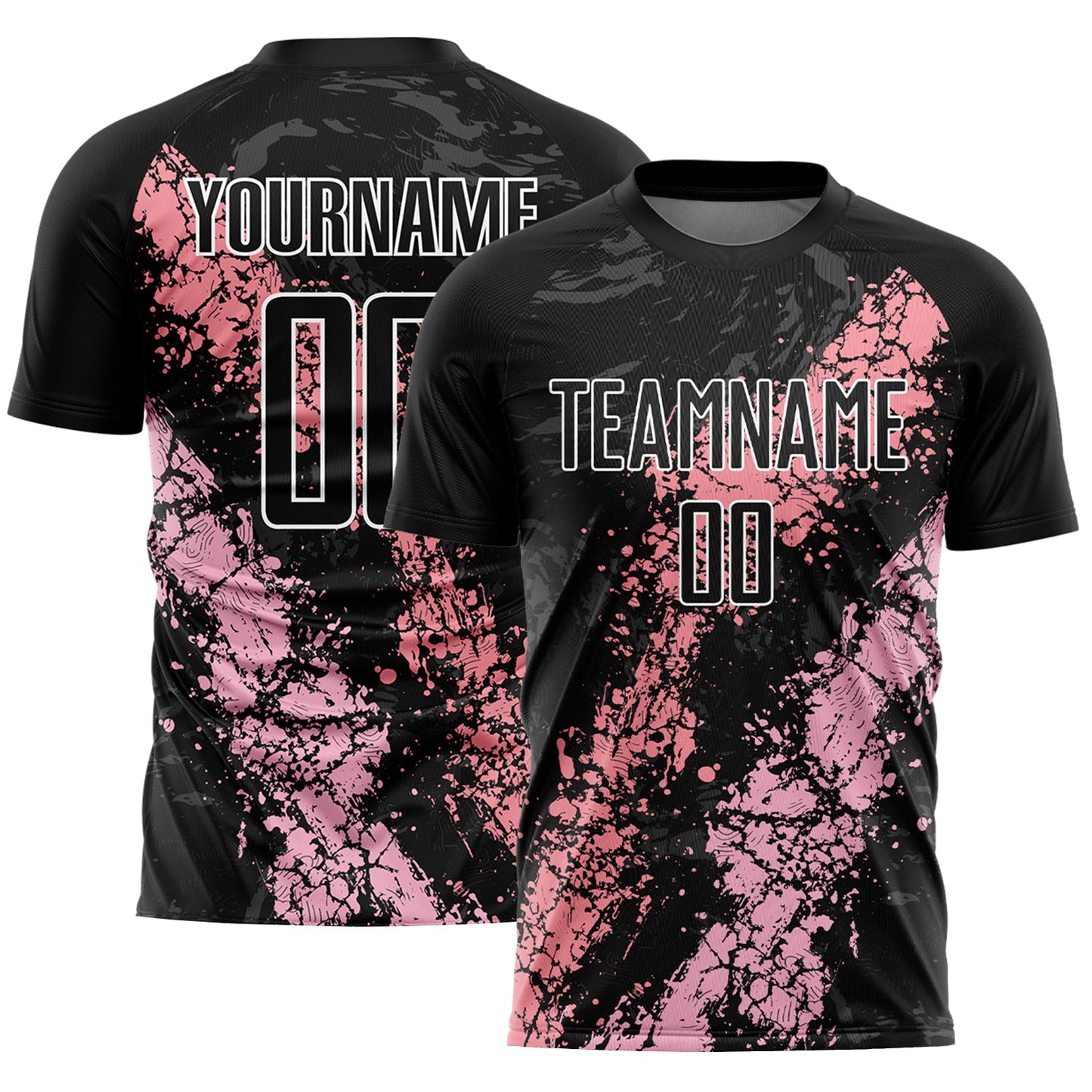 Custom Black Light Pink-Medium Pink Dripping Splatter Art Sublimation Soccer Uniform Jersey - Main View