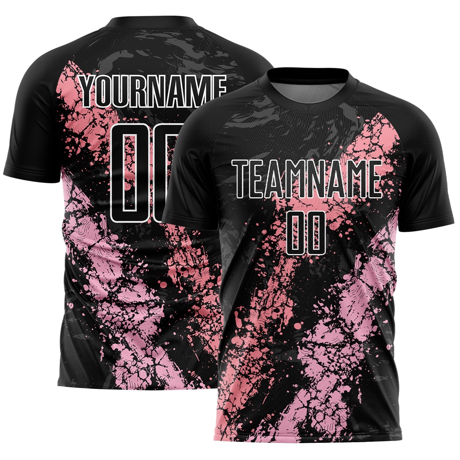 Custom Black Light Pink-Medium Pink Dripping Splatter Art Sublimation Soccer Uniform Jersey - Main View