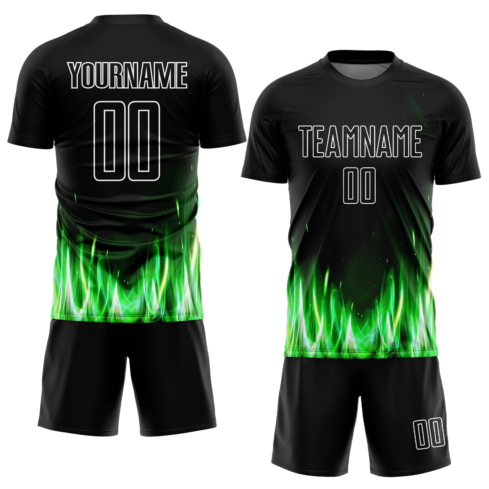 Custom Black White Flame Sublimation Soccer Uniform Jersey view 2