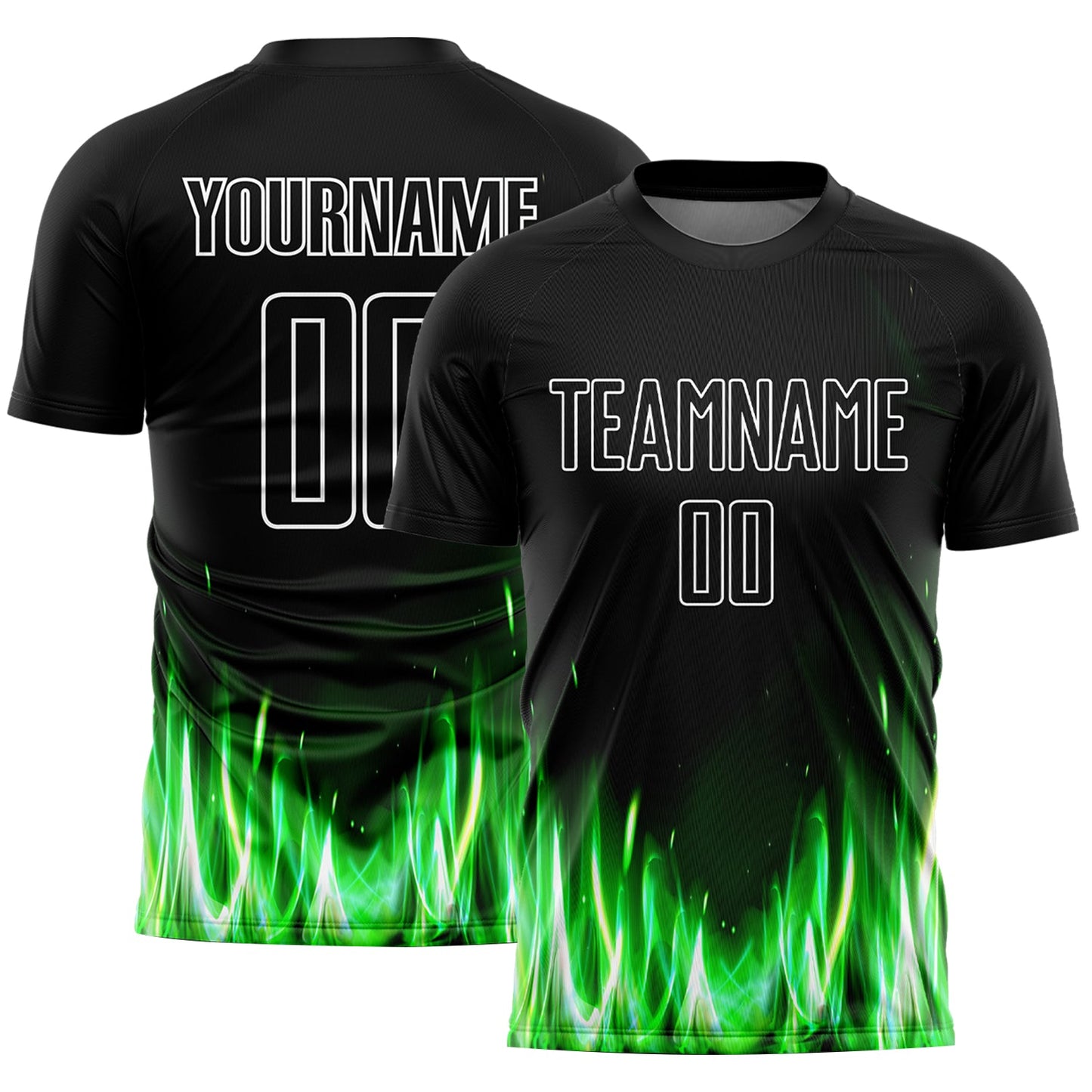 Custom Black White Flame Sublimation Soccer Uniform Jersey - Main View