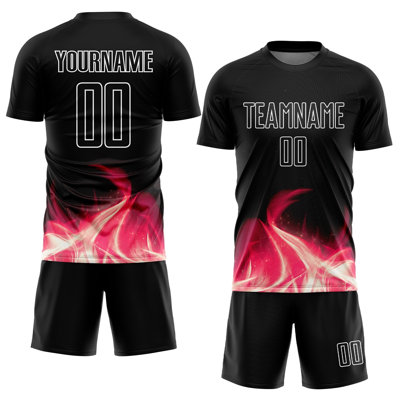 Custom Black White Flame Sublimation Soccer Uniform Jersey view 2