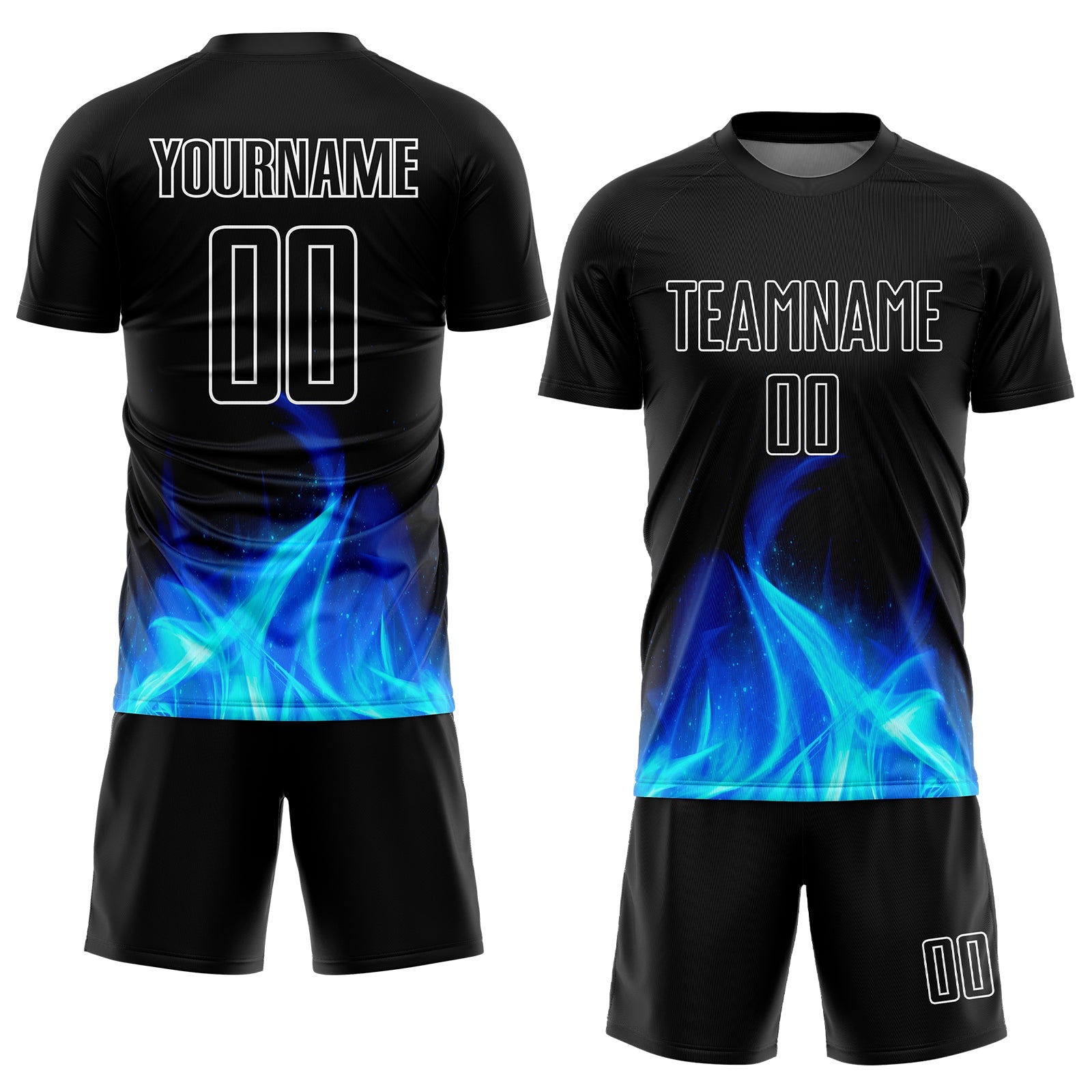 Custom Black White Flame Sublimation Soccer Uniform Jersey view 2