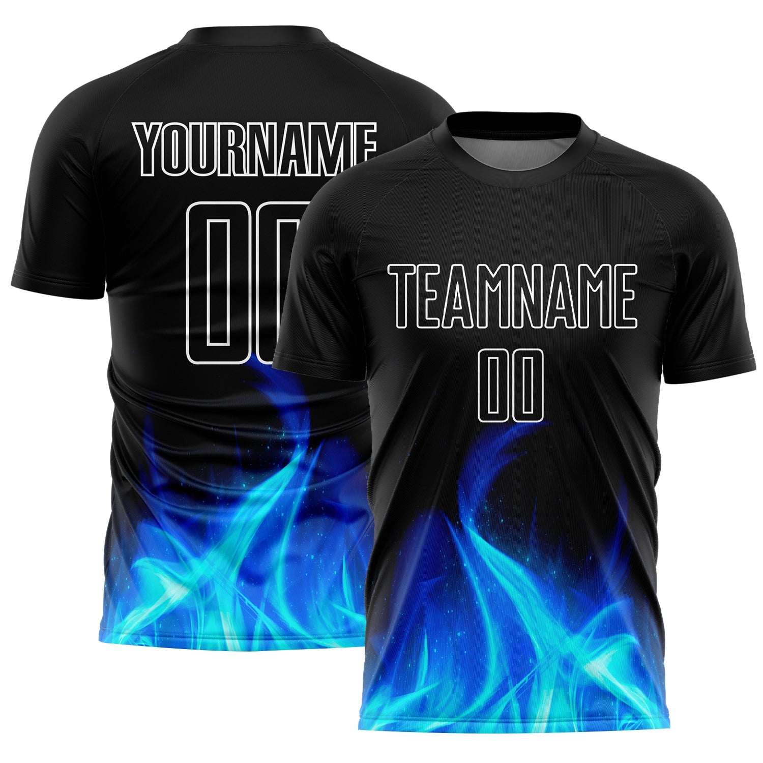 Custom Black White Flame Sublimation Soccer Uniform Jersey - Main View