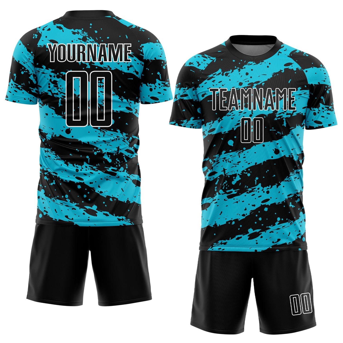Custom Black Lakes Blue-White Splash Sublimation Soccer Uniform Jersey view 2