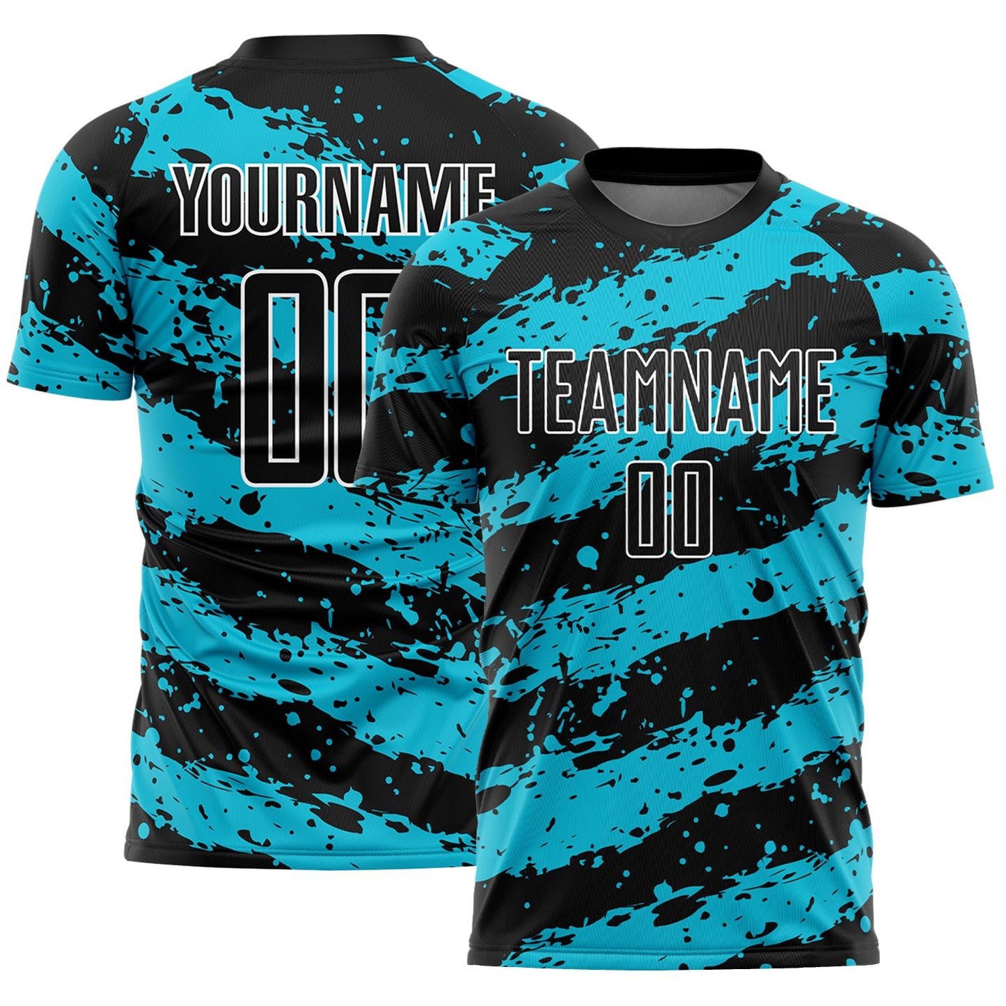 Custom Black Lakes Blue-White Splash Sublimation Soccer Uniform Jersey - Main View