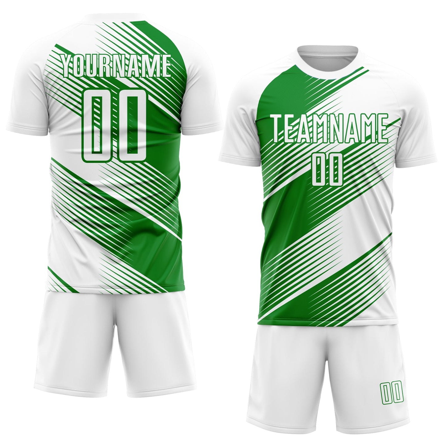 Custom White Grass Green Line Sublimation Soccer Uniform Jersey view 2