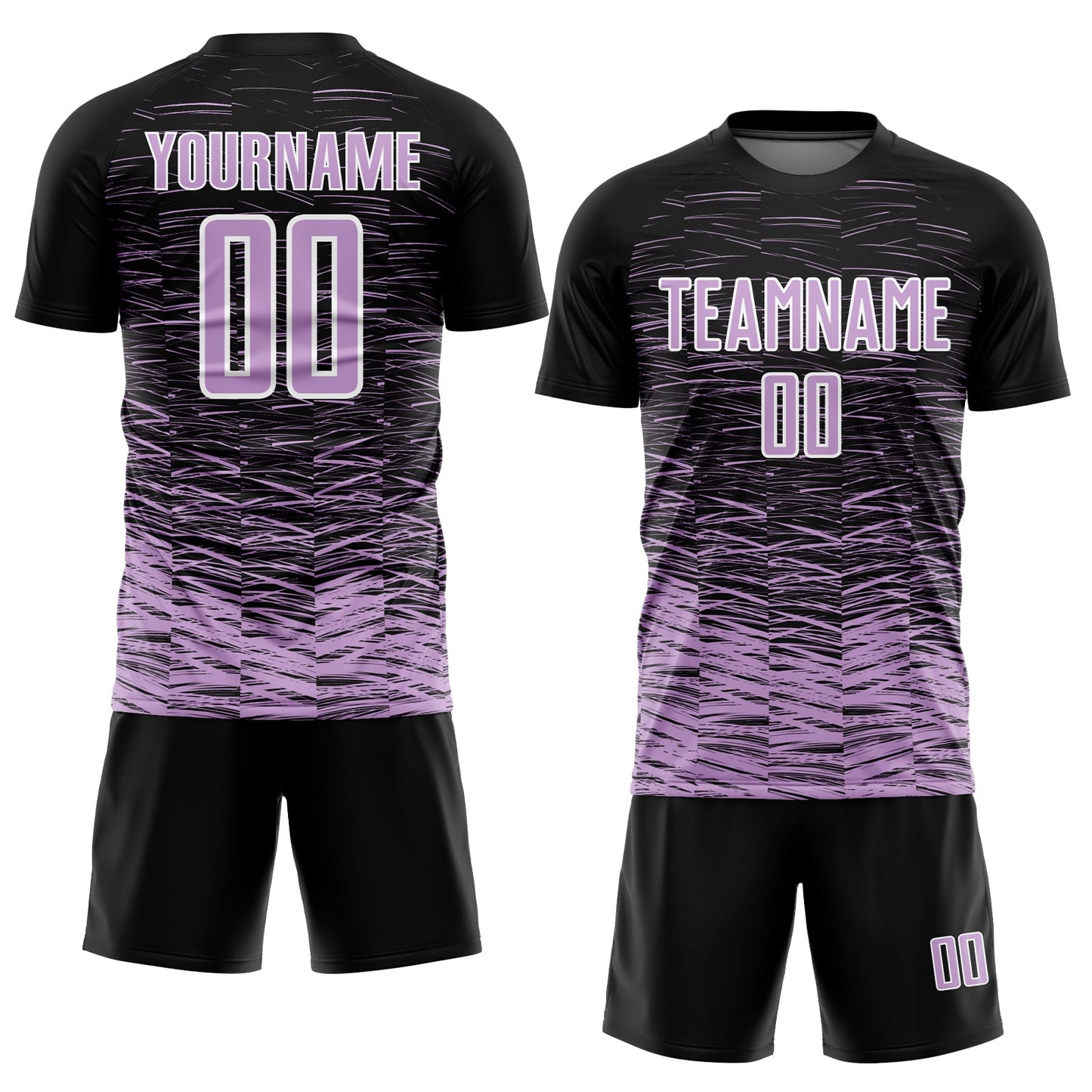 Custom Black Light Purple-White Line Sublimation Soccer Uniform Jersey view 2