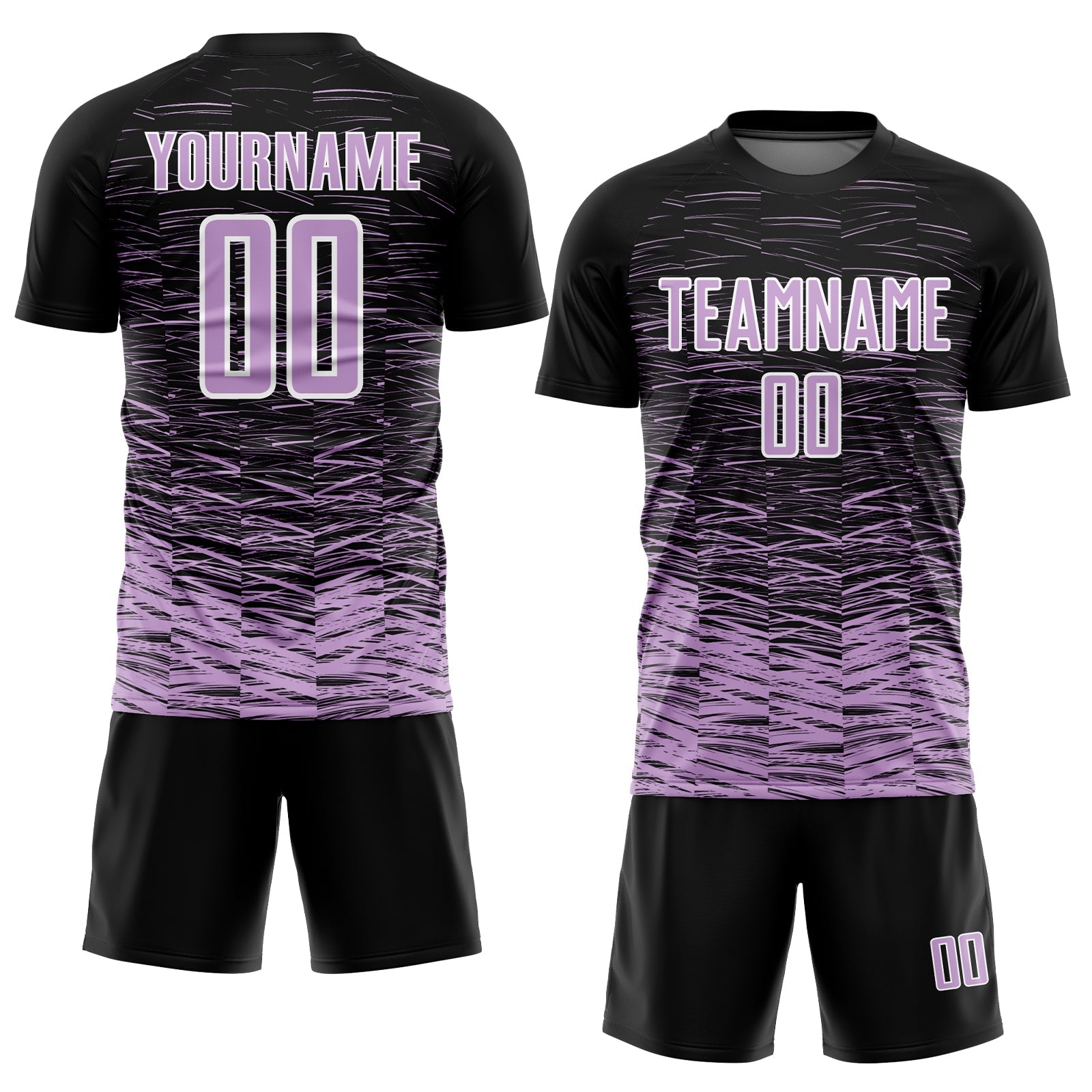 Custom Black Light Purple-White Line Sublimation Soccer Uniform Jersey view 2