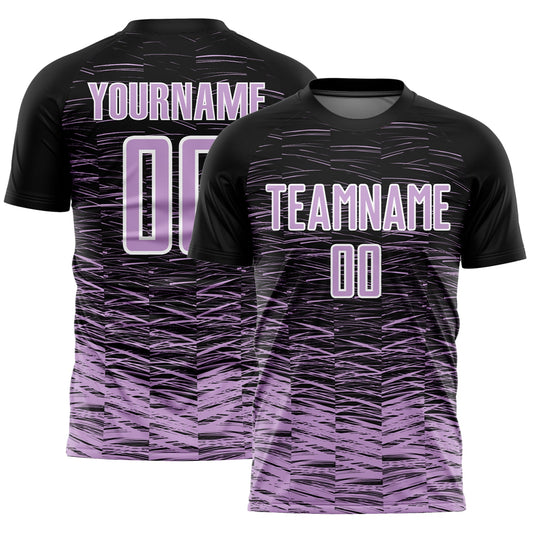 Custom Black Light Purple-White Line Sublimation Soccer Uniform Jersey - Main View