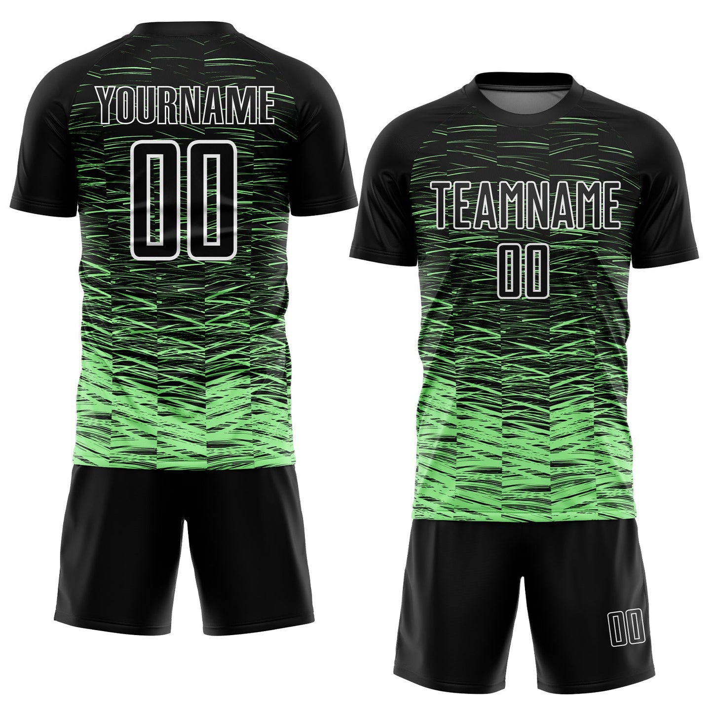 Custom Black Pea Green-White Line Sublimation Soccer Uniform Jersey view 2