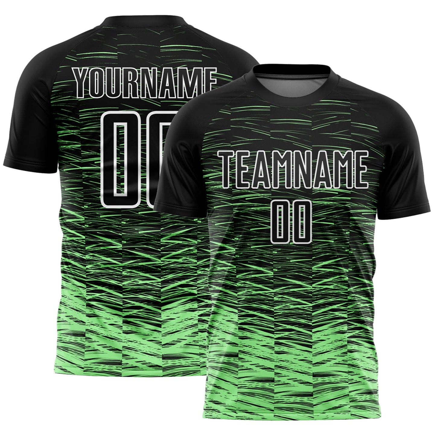 Custom Black Pea Green-White Line Sublimation Soccer Uniform Jersey - Main View
