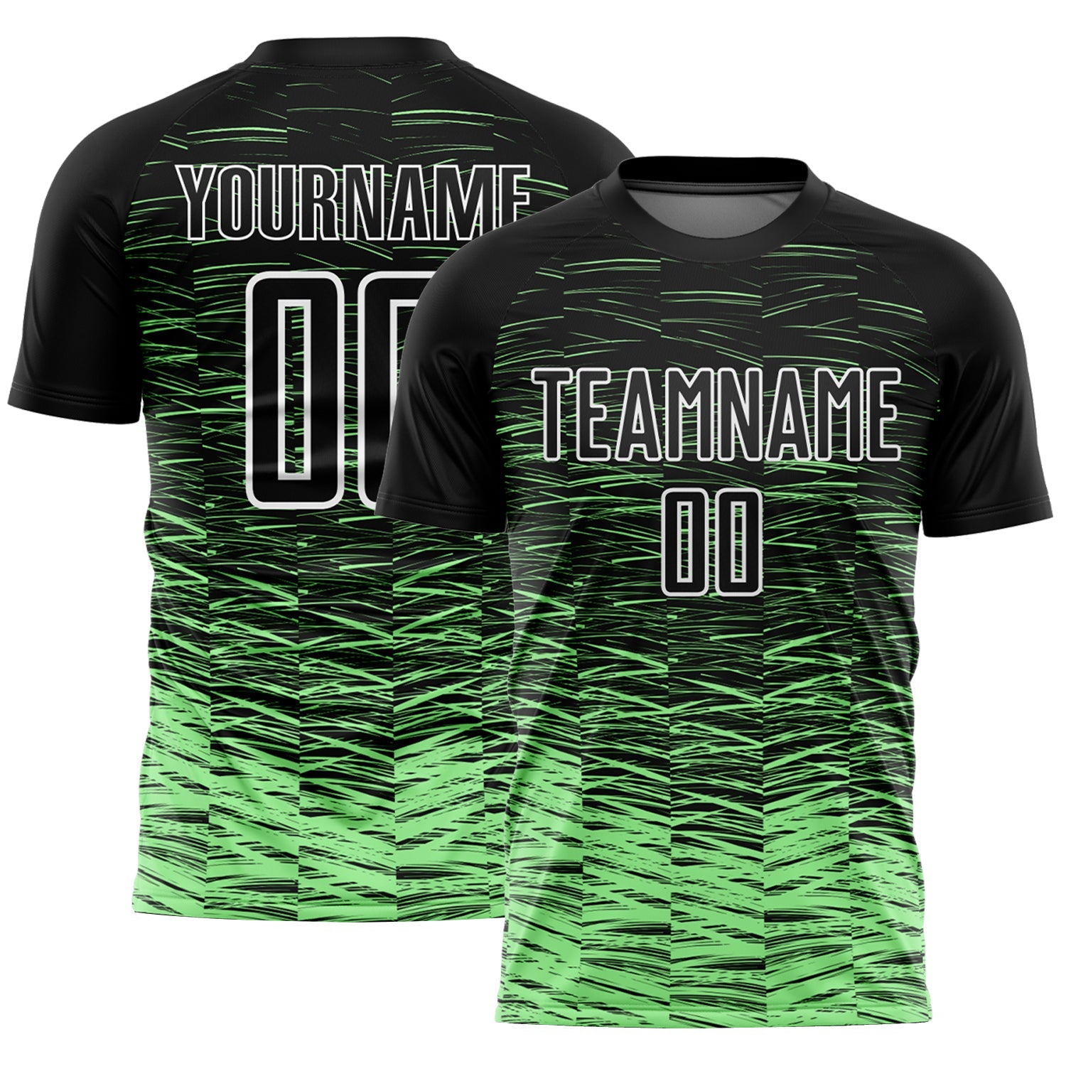 Custom Black Pea Green-White Line Sublimation Soccer Uniform Jersey - Main View