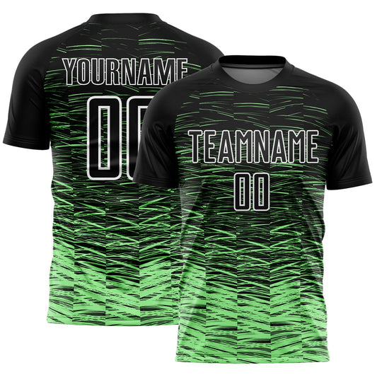 Custom Black Pea Green-White Line Sublimation Soccer Uniform Jersey - Main View