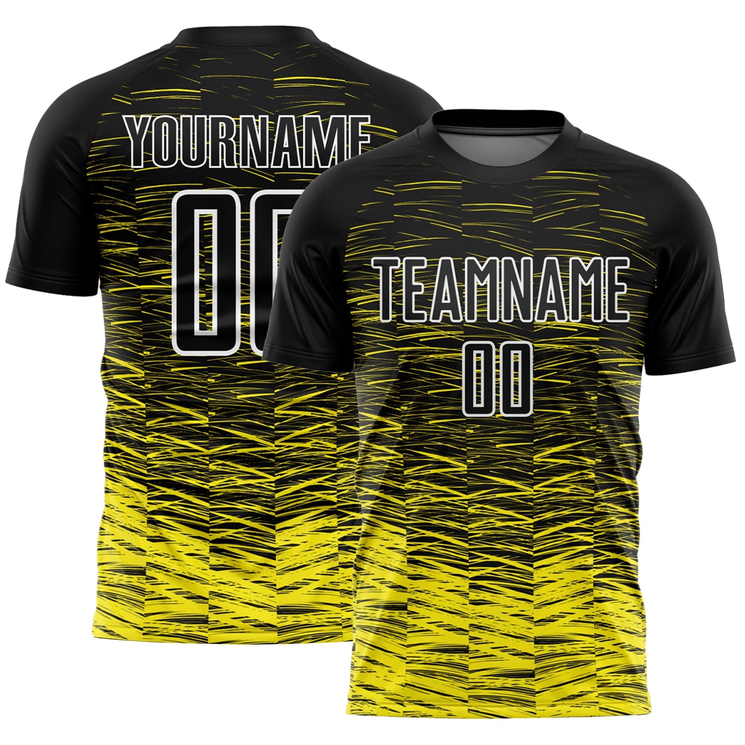Custom Black Light Yellow-White Line Sublimation Soccer Uniform Jersey - Main View