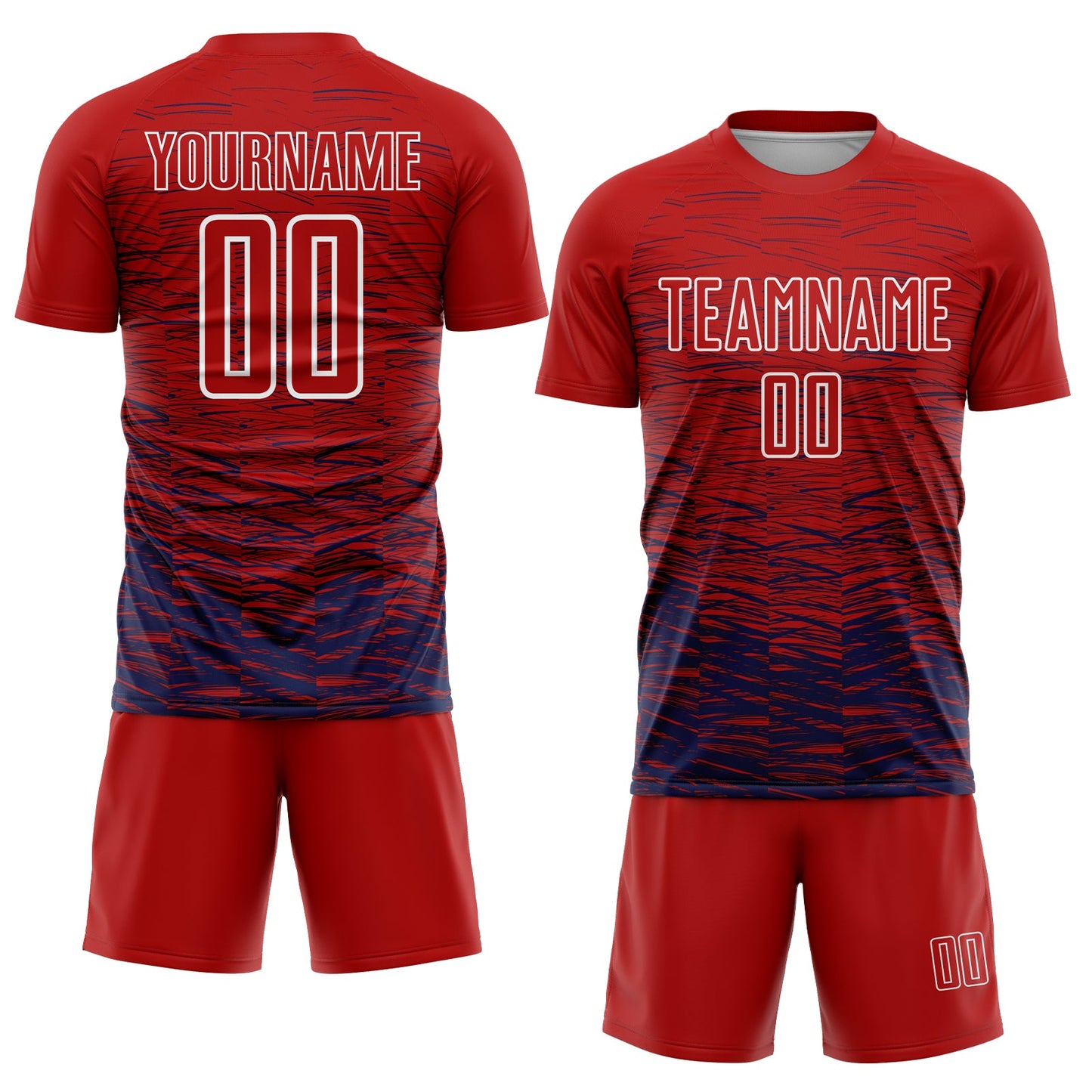 Custom Red Navy-White Line Sublimation Soccer Uniform Jersey view 2