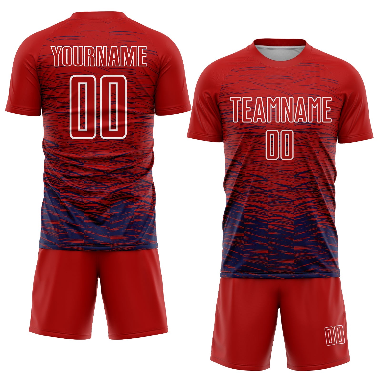 Custom Red Navy-White Line Sublimation Soccer Uniform Jersey view 2