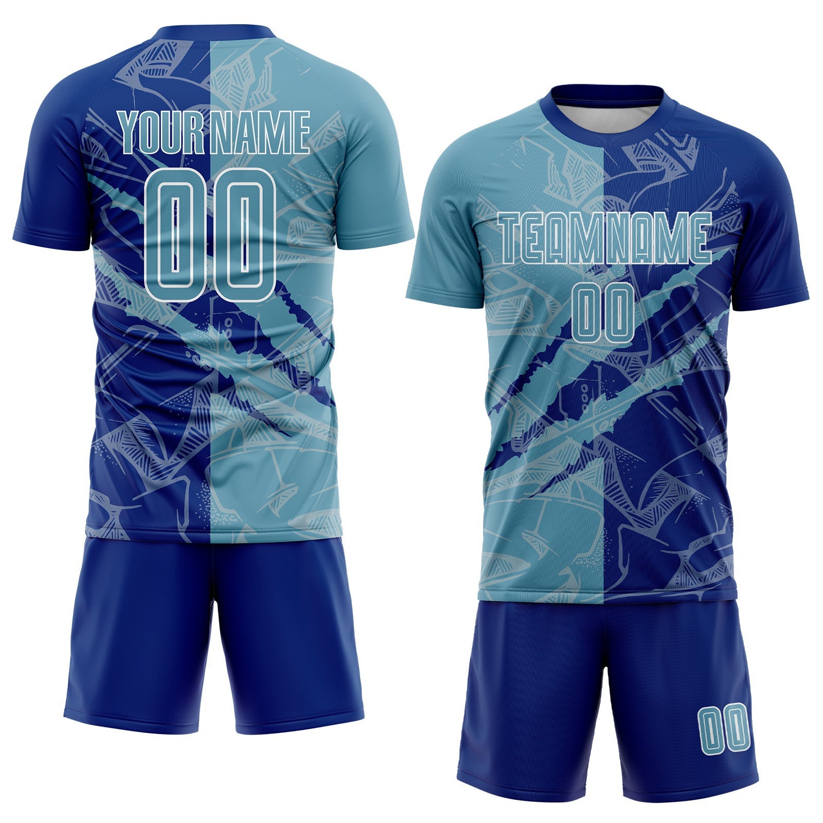 Custom Graffiti Pattern Shadow Blue-Royal Scratch Sublimation Soccer Uniform Jersey view 2