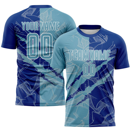 Custom Graffiti Pattern Shadow Blue-Royal Scratch Sublimation Soccer Uniform Jersey - Main View