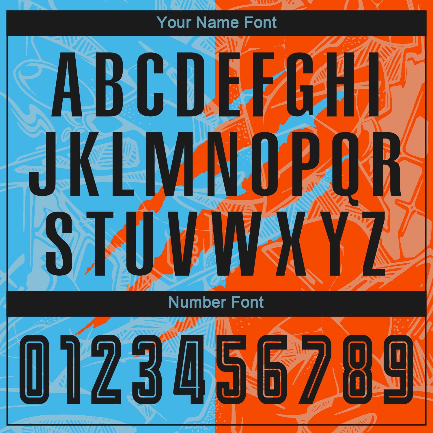 Custom Graffiti Pattern Black Sky Blue-Orange Scratch Sublimation Soccer Uniform Jersey view 6