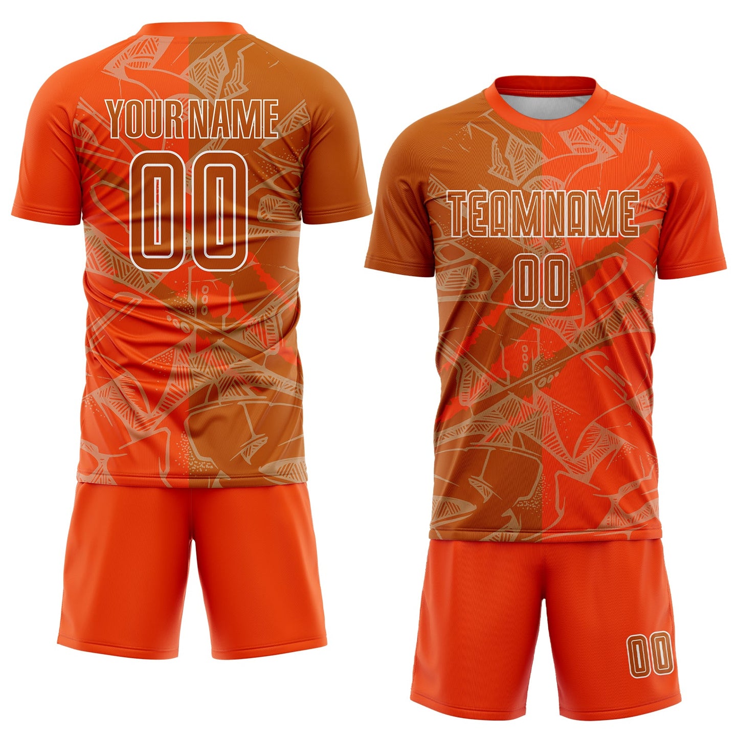 Custom Graffiti Pattern Texas Orange-Orange Scratch Sublimation Soccer Uniform Jersey view 2