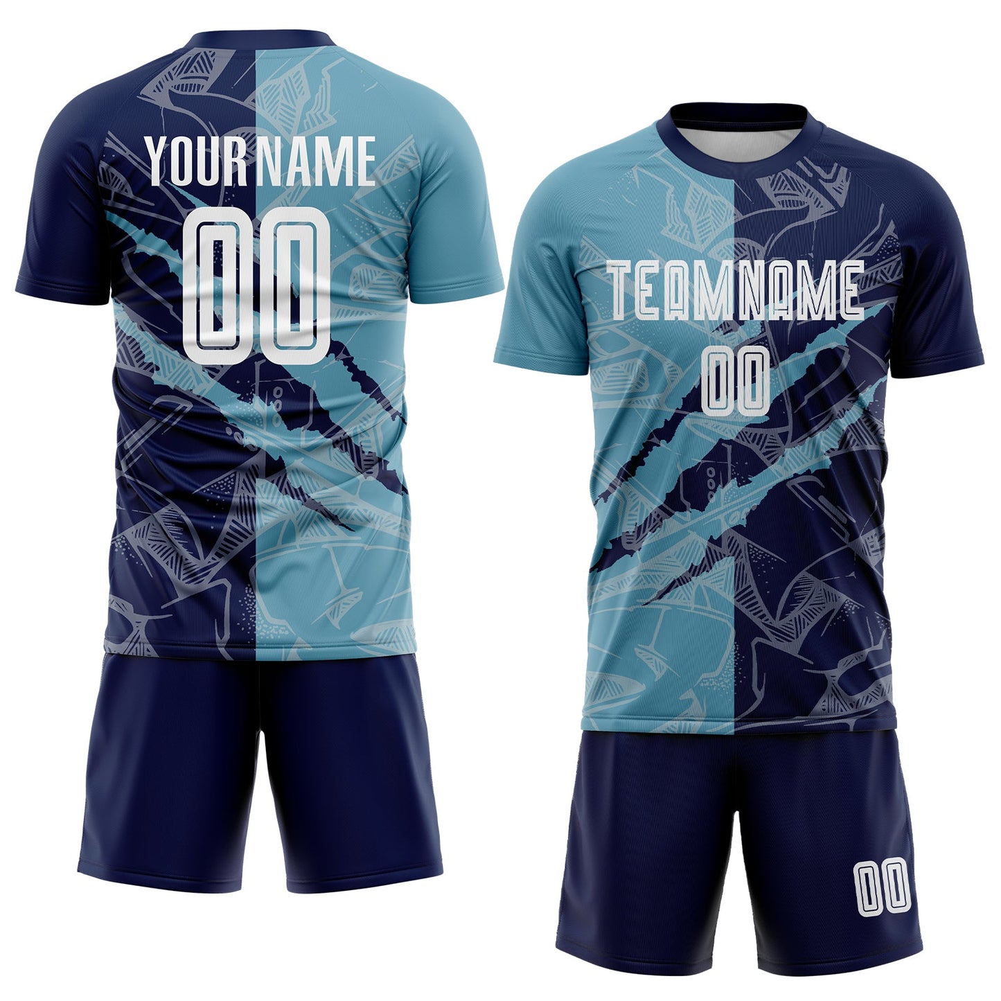 Custom Graffiti Pattern Shadow Blue-Navy Scratch Sublimation Soccer Uniform Jersey view 2