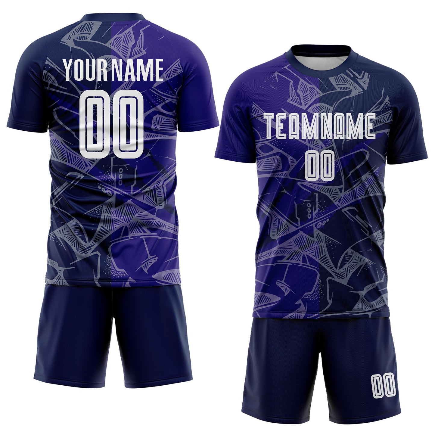 Custom Graffiti Pattern Dark Purple-Navy Scratch Sublimation Soccer Uniform Jersey view 2