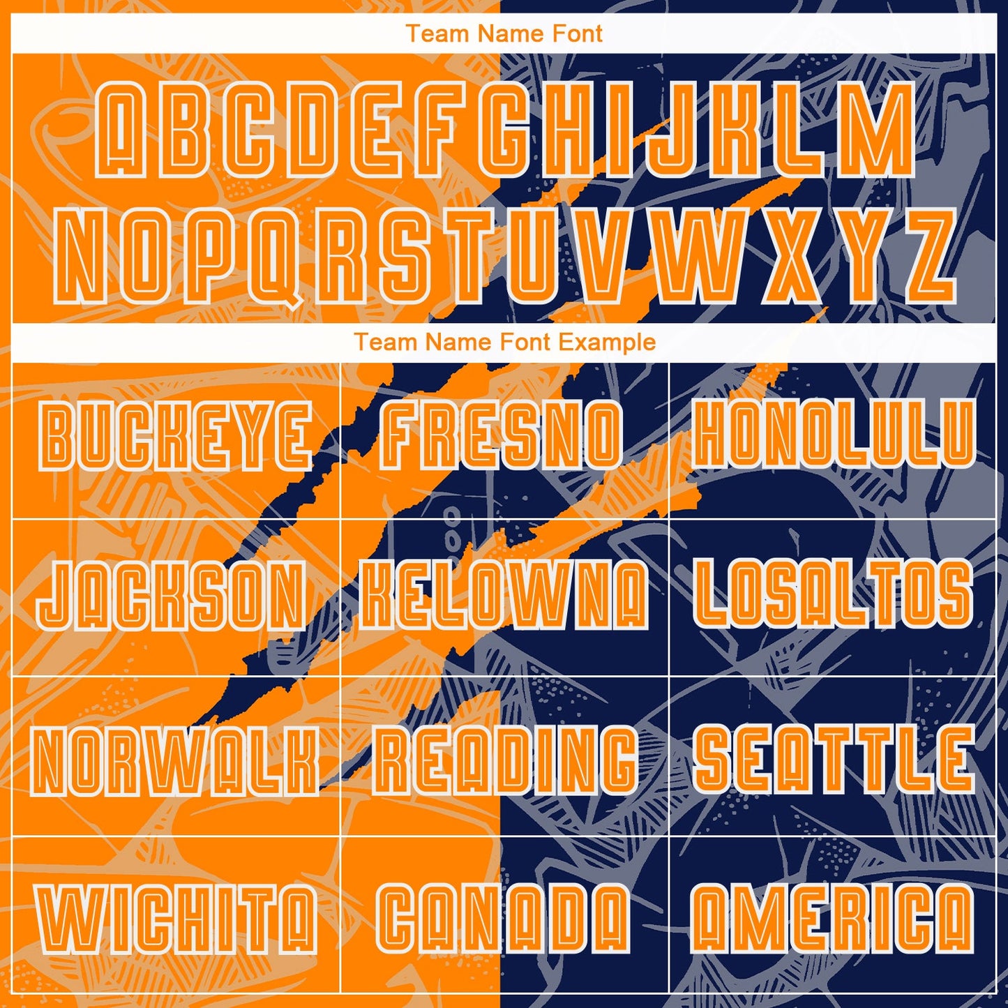 Custom Graffiti Pattern Bay Orange-Navy Scratch Sublimation Soccer Uniform Jersey view 5