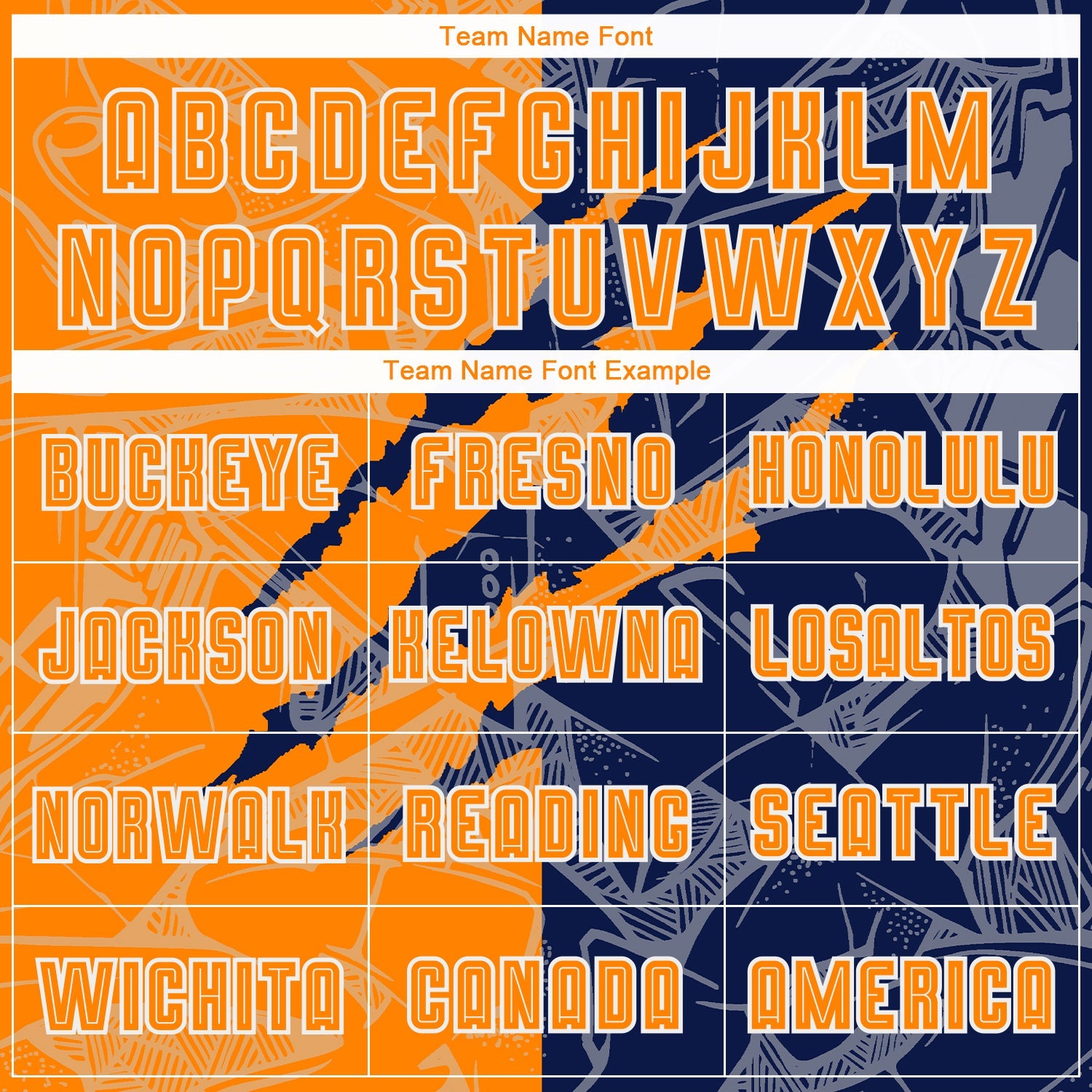 Custom Graffiti Pattern Bay Orange-Navy Scratch Sublimation Soccer Uniform Jersey view 5