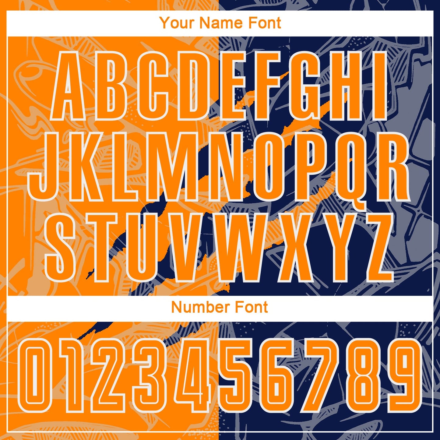 Custom Graffiti Pattern Bay Orange-Navy Scratch Sublimation Soccer Uniform Jersey view 6
