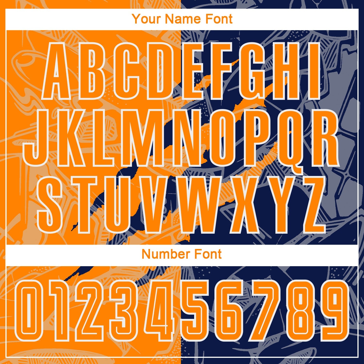 Custom Graffiti Pattern Bay Orange-Navy Scratch Sublimation Soccer Uniform Jersey view 6