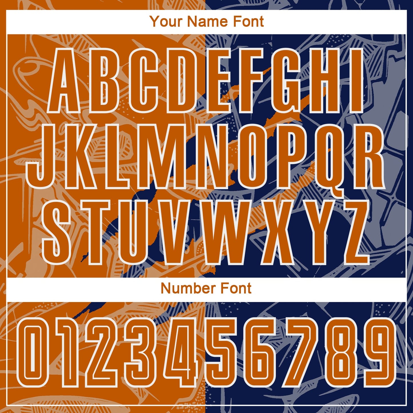 Custom Graffiti Pattern Texas Orange-Navy Scratch Sublimation Soccer Uniform Jersey view 6