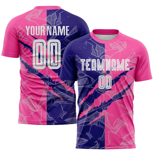 Custom Graffiti Pattern Dark Purple-Pink Scratch Sublimation Soccer Uniform Jersey - Main View