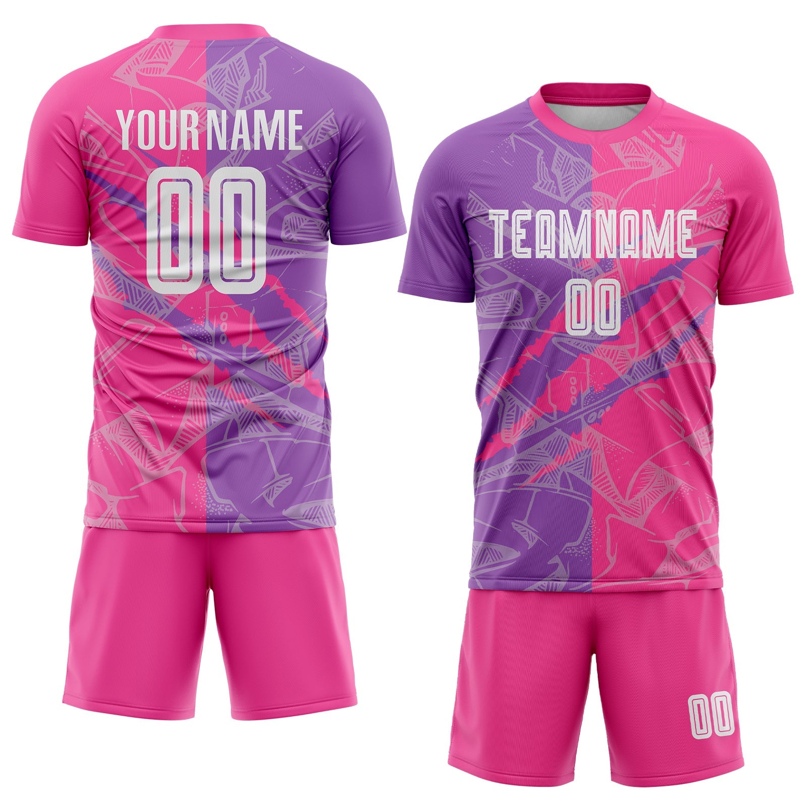 Custom Graffiti Pattern Medium Purple-Pink Scratch Sublimation Soccer Uniform Jersey view 2