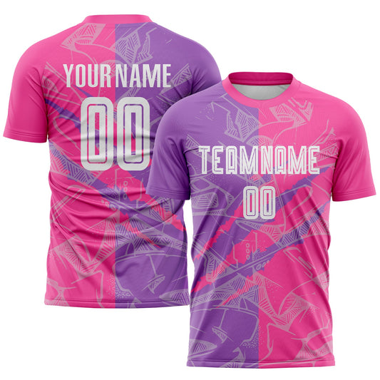 Custom Graffiti Pattern Medium Purple-Pink Scratch Sublimation Soccer Uniform Jersey - Main View