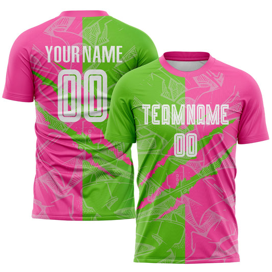 Custom Graffiti Pattern Aurora Green-Pink Scratch Sublimation Soccer Uniform Jersey - Main View