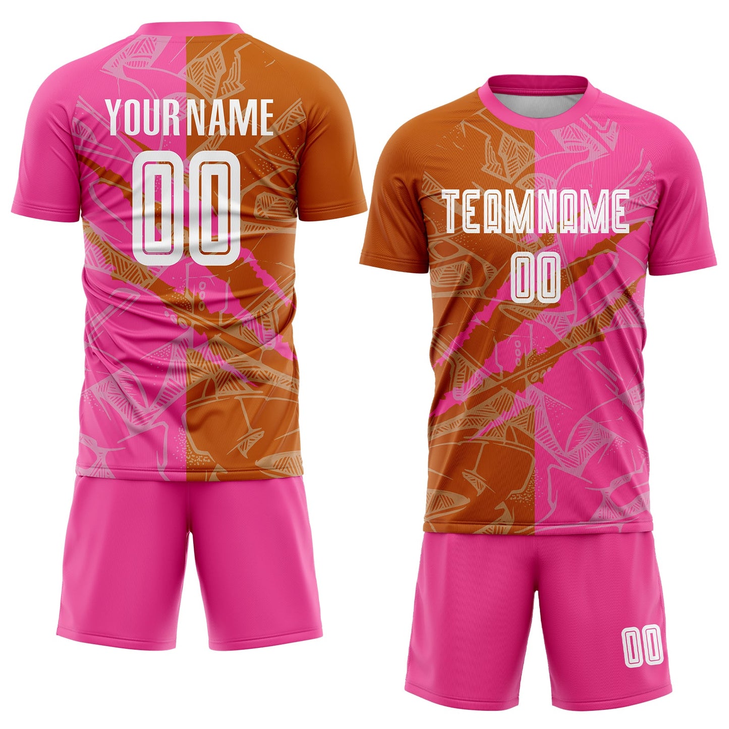 Custom Graffiti Pattern Texas Orange-Pink Scratch Sublimation Soccer Uniform Jersey view 2