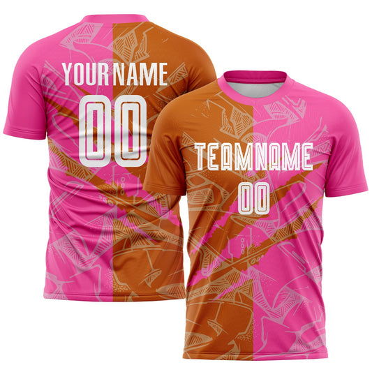 Custom Graffiti Pattern Texas Orange-Pink Scratch Sublimation Soccer Uniform Jersey - Main View