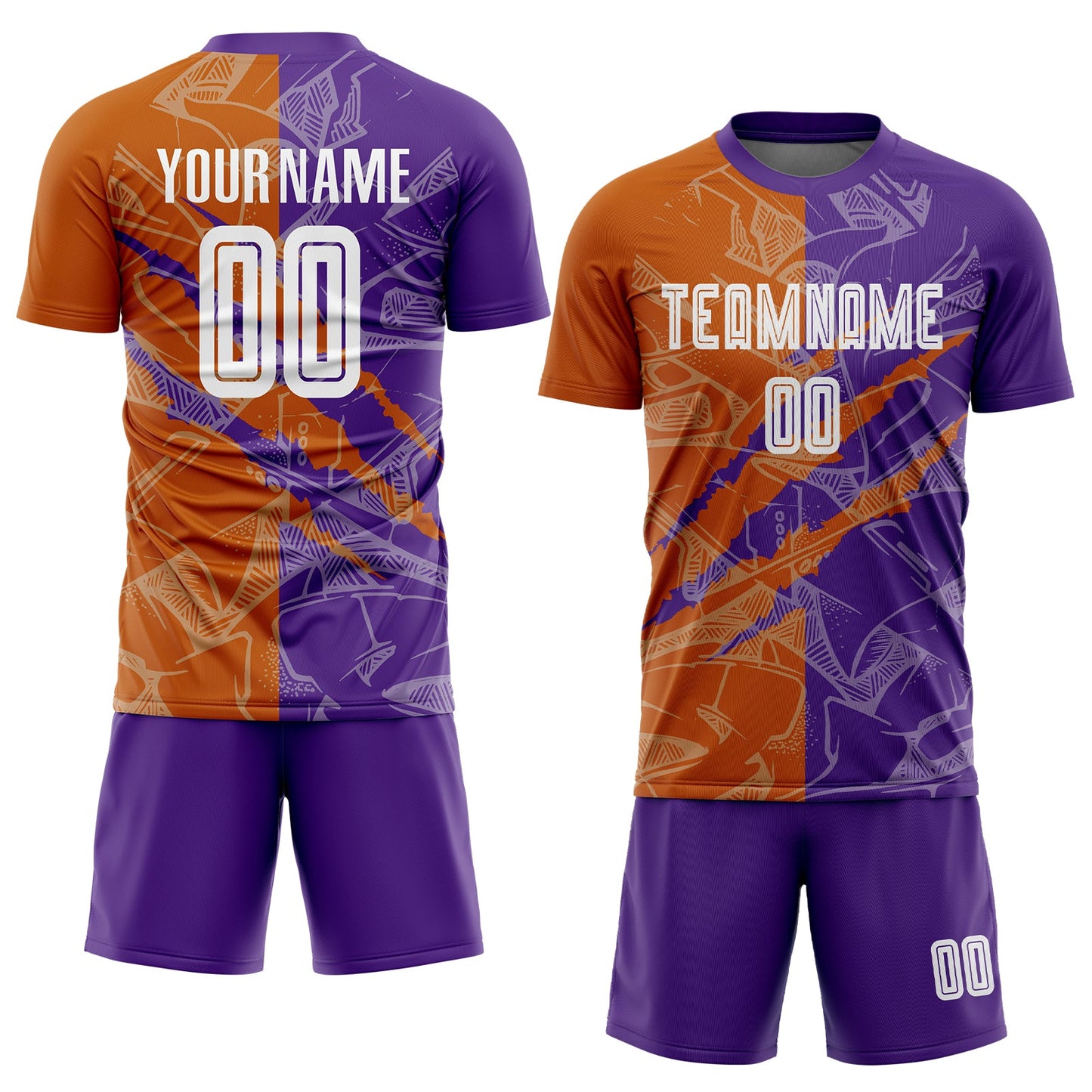 Custom Graffiti Pattern Texas Orange-Purple Scratch Sublimation Soccer Uniform Jersey view 2