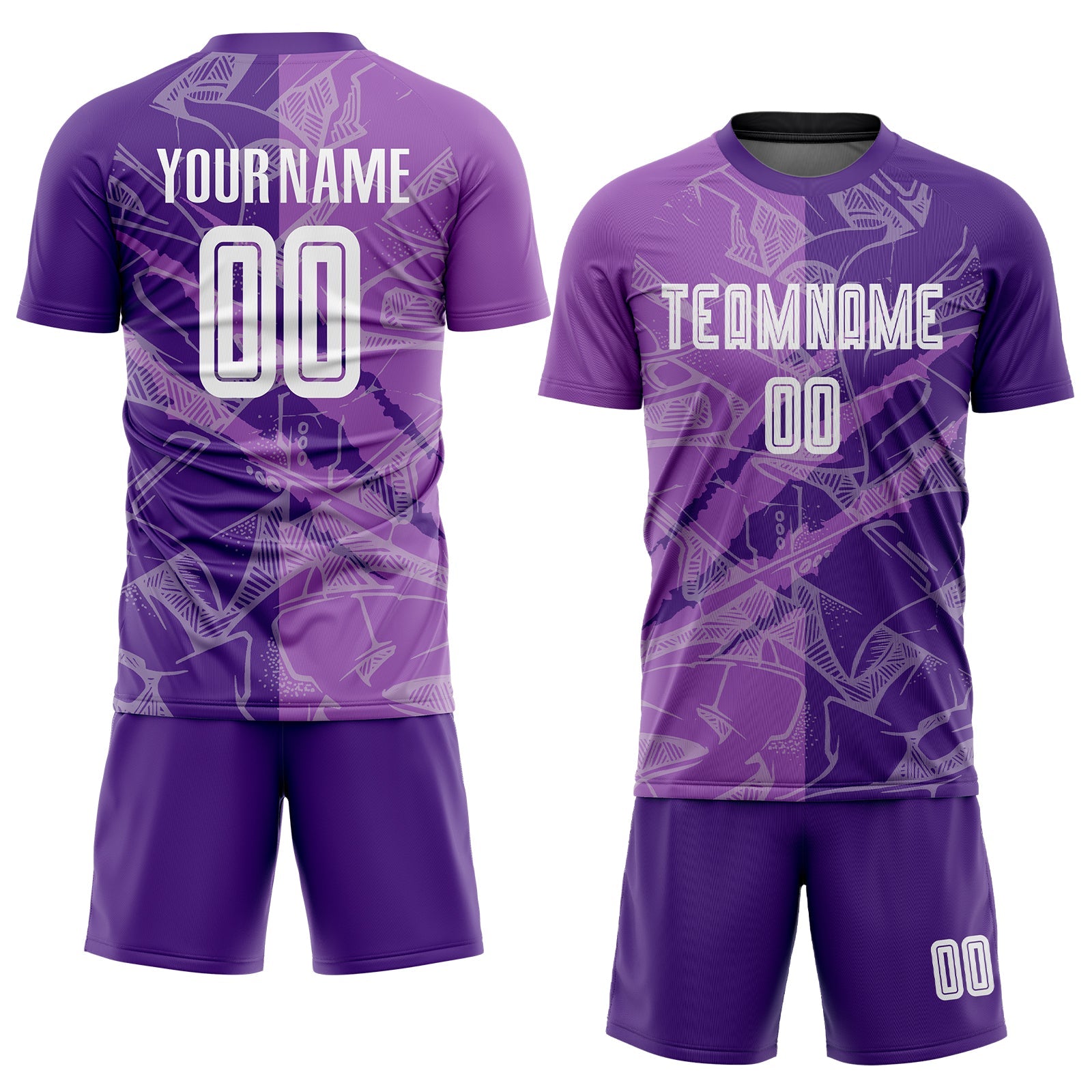 Custom Graffiti Pattern Medium Purple-Purple Scratch Sublimation Soccer Uniform Jersey view 2