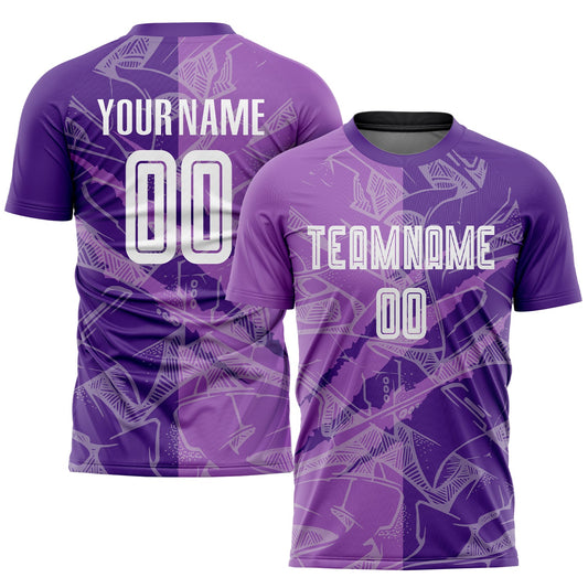 Custom Graffiti Pattern Medium Purple-Purple Scratch Sublimation Soccer Uniform Jersey - Main View