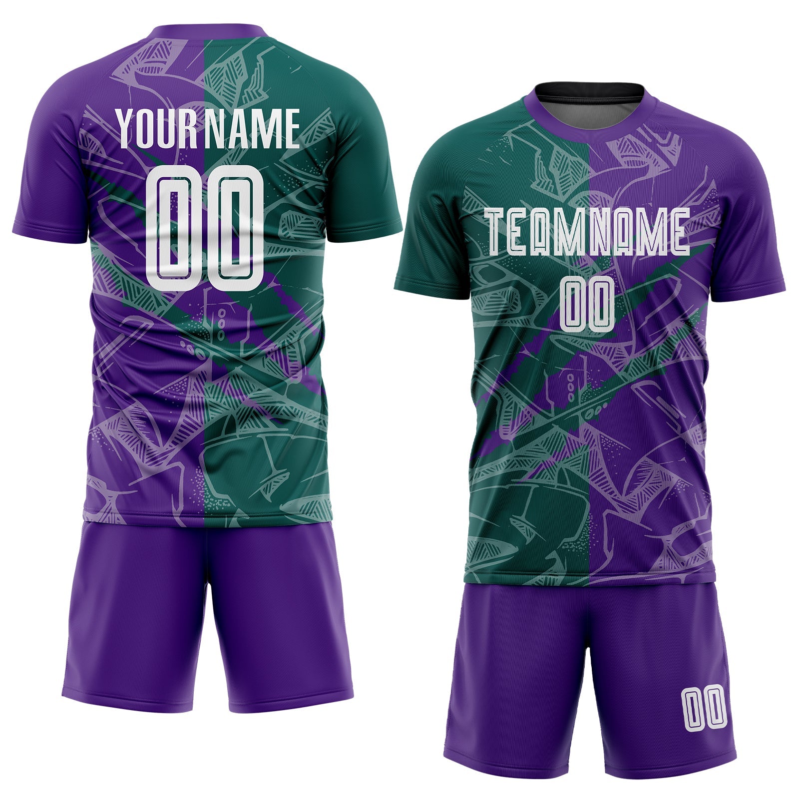 Custom Graffiti Pattern Midnight Green-Purple Scratch Sublimation Soccer Uniform Jersey view 2