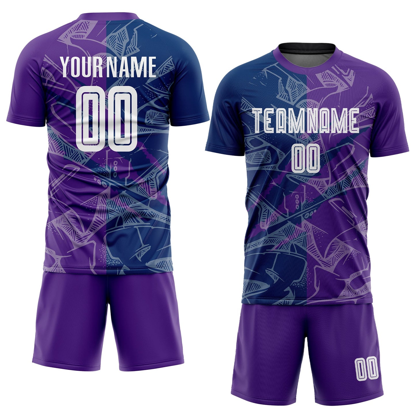 Custom Graffiti Pattern US Navy Blue-Purple Scratch Sublimation Soccer Uniform Jersey view 2