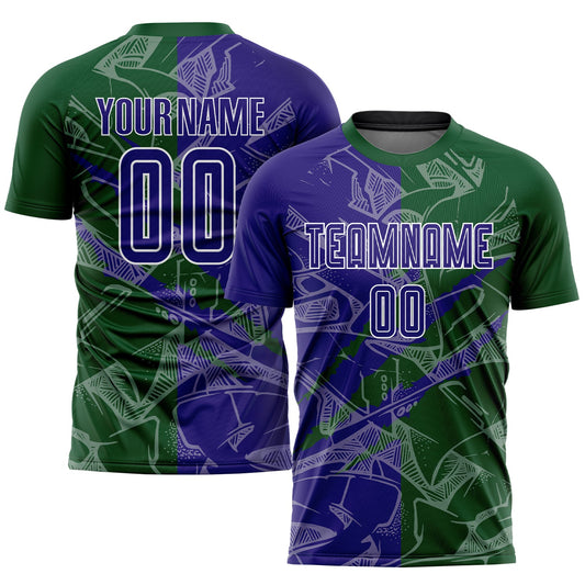 Custom Graffiti Pattern Dark Purple-Green Scratch Sublimation Soccer Uniform Jersey - Main View