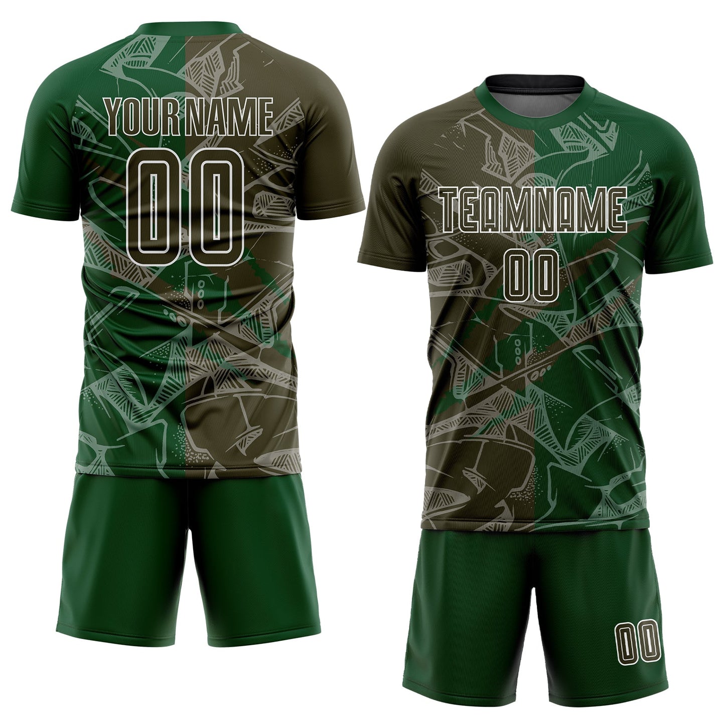 Custom Graffiti Pattern Olive-Green Scratch Sublimation Soccer Uniform Jersey view 2